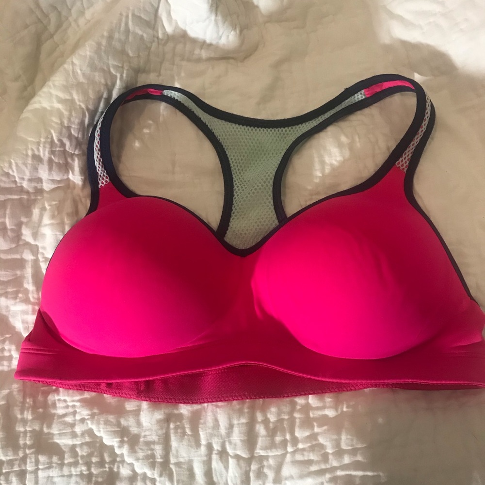 Pink VS yoga push up bra sz large hot pink